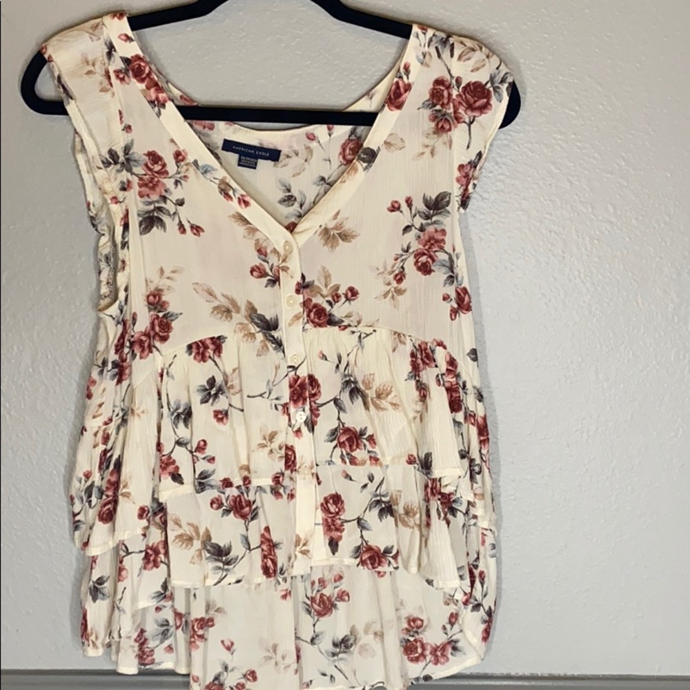 Floral ruffle tank top